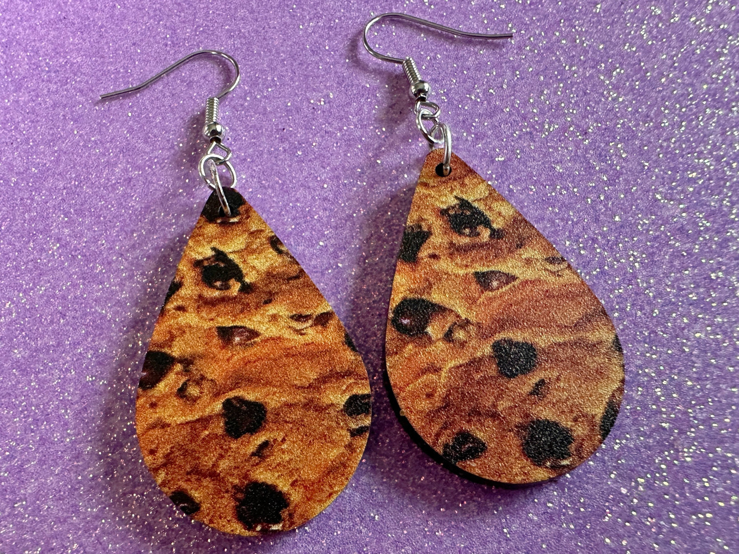 Chocolate Chip Cookie Earrings: Laser Cut Acrylic Cookies, Bakery, Snack, Dessert, Food Earrings, Biscuit, Best Gifts for Her/Him/Them