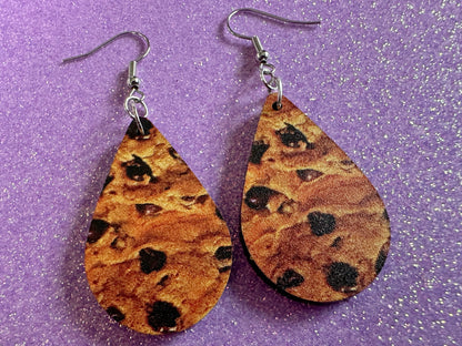Chocolate Chip Cookie Earrings: Laser Cut Acrylic Cookies, Bakery, Snack, Dessert, Food Earrings, Biscuit, Best Gifts for Her/Him/Them