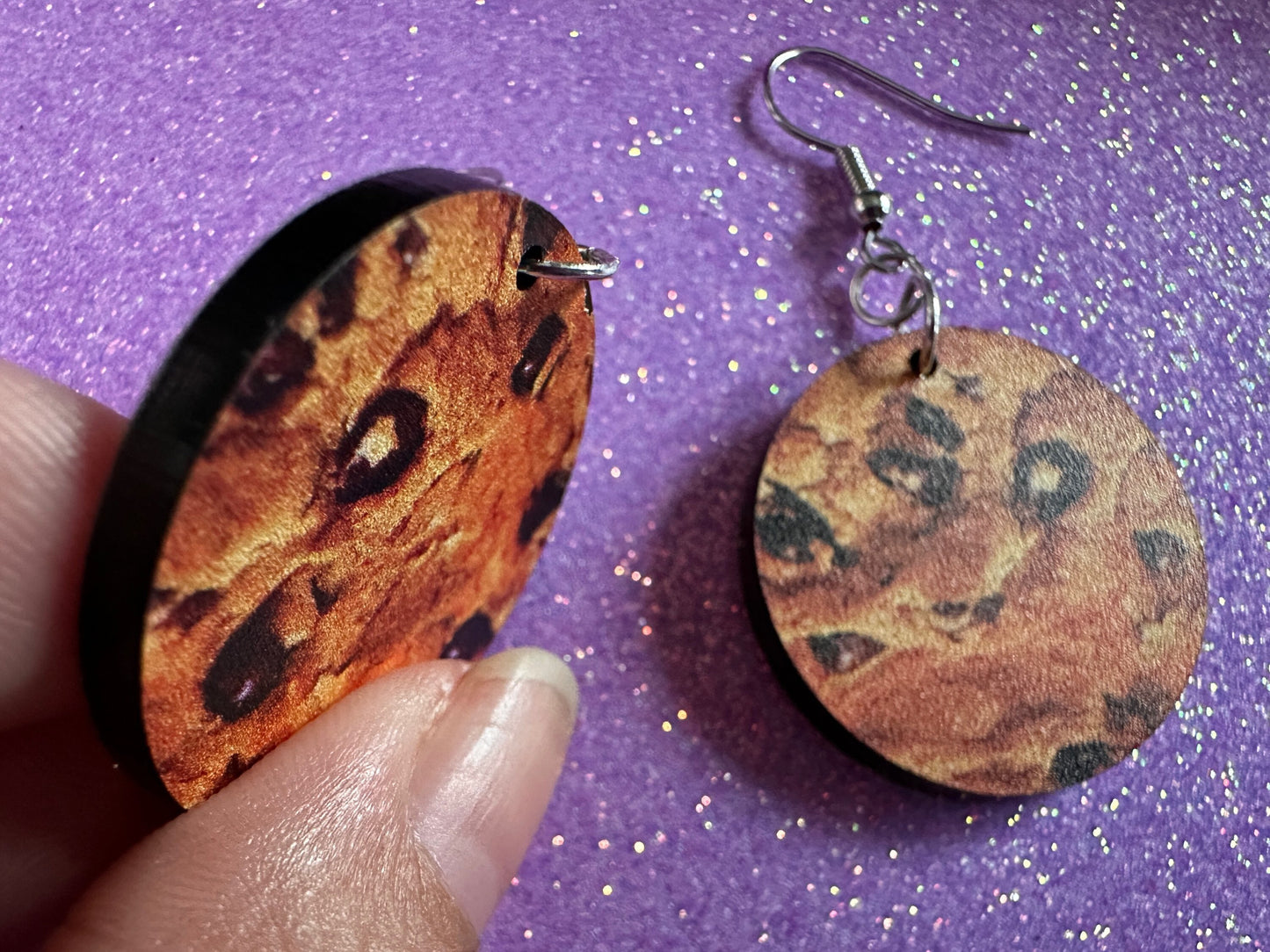 Chocolate Chip Cookie Earrings: Laser Cut Acrylic Cookies, Bakery, Snack, Dessert, Food Earrings, Biscuit, Best Gifts for Her/Him/Them