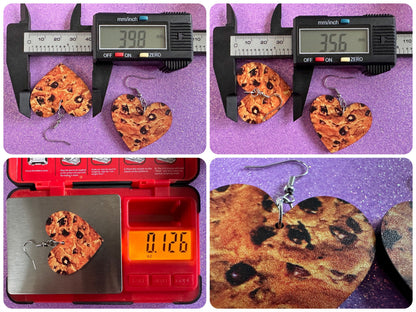 Chocolate Chip Cookie Earrings: Laser Cut Acrylic Cookies, Bakery, Snack, Dessert, Food Earrings, Biscuit, Best Gifts for Her/Him/Them