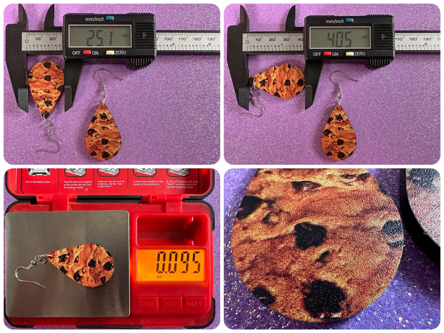 Chocolate Chip Cookie Earrings: Laser Cut Acrylic Cookies, Bakery, Snack, Dessert, Food Earrings, Biscuit, Best Gifts for Her/Him/Them