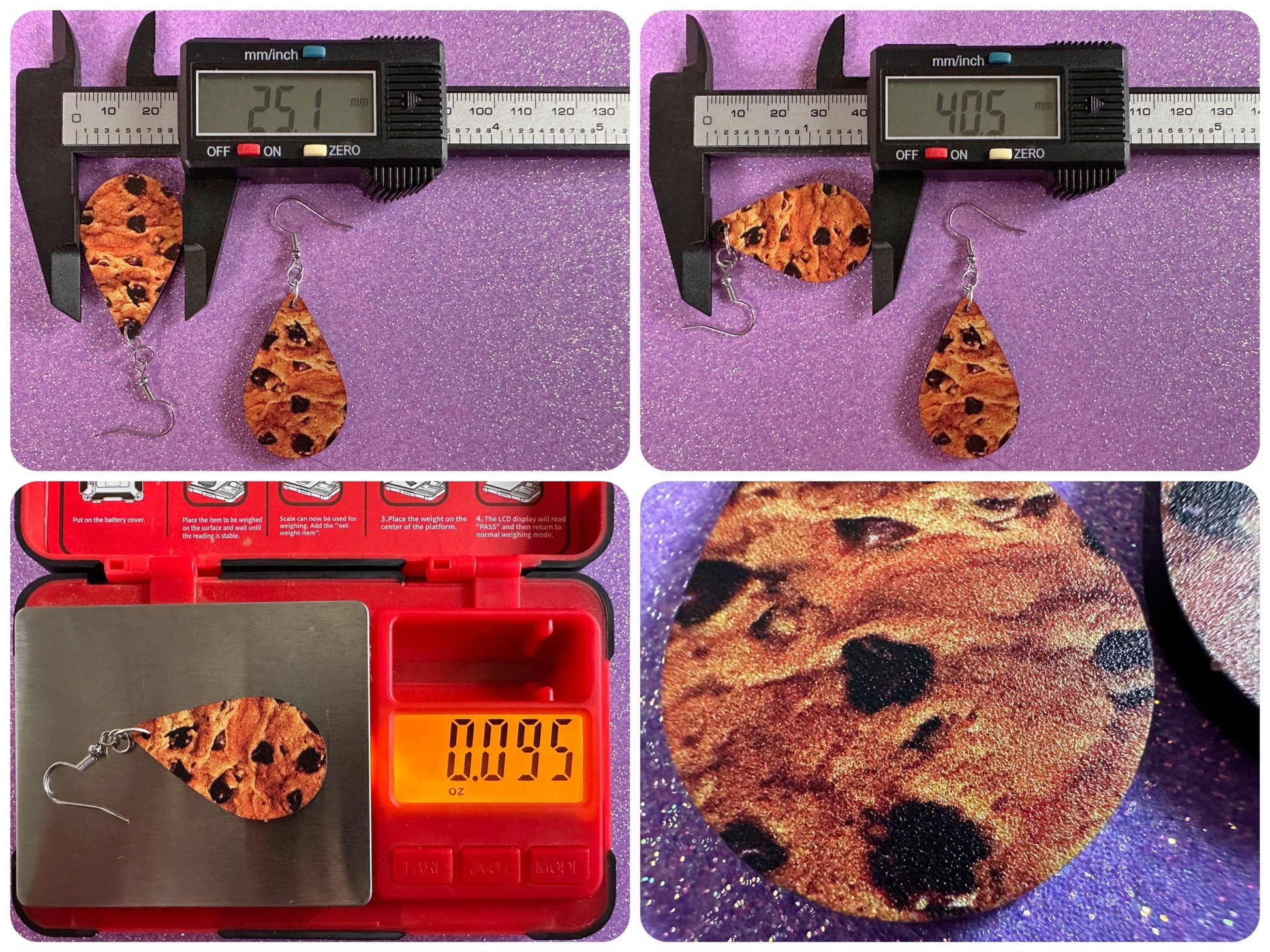 Chocolate Chip Cookie Earrings: Laser Cut Acrylic Cookies, Bakery, Snack, Dessert, Food Earrings, Biscuit, Best Gifts for Her/Him/Them