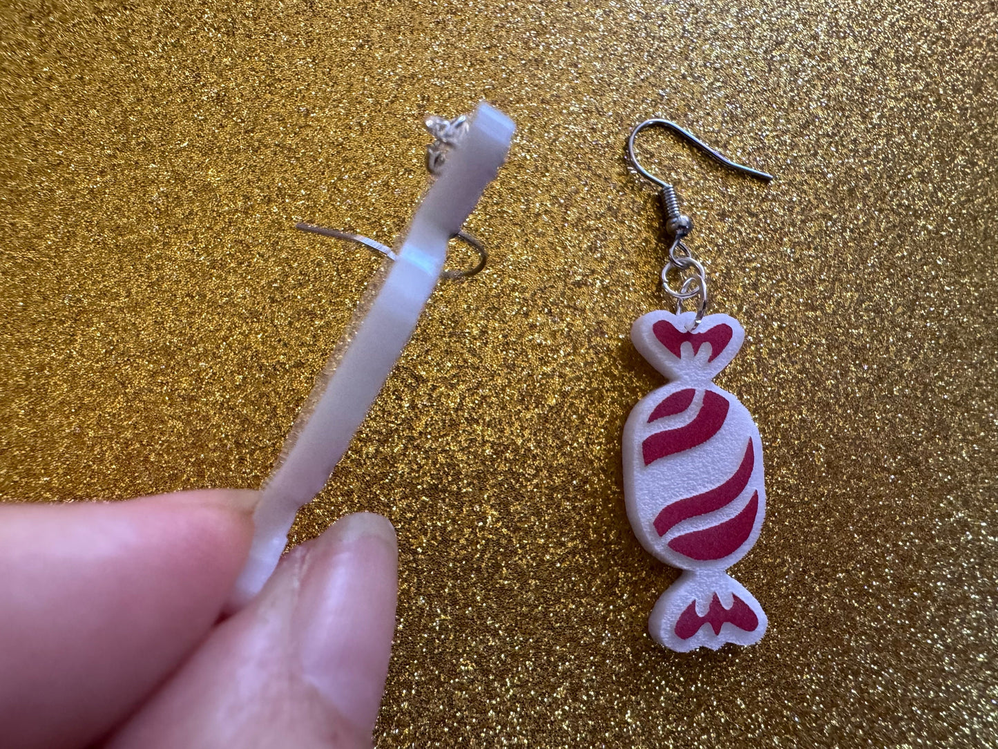 Chrismtas Candy Earrings: Laser Cut Acrylic Earrings, Xmas, X-mas, Winter Holidays, Santa Claus, Presents, Best Gifts for Her/Him/Them