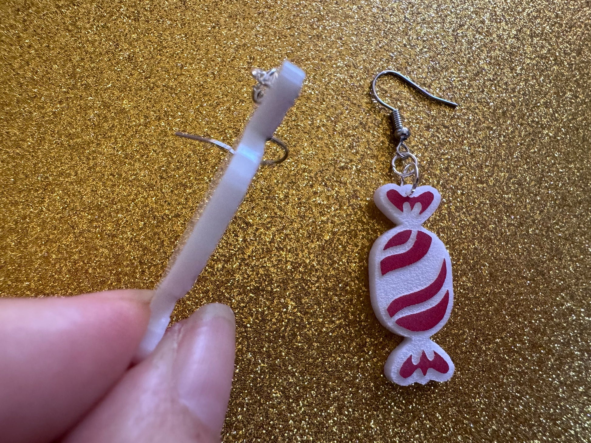 Chrismtas Candy Earrings: Laser Cut Acrylic Earrings, Xmas, X-mas, Winter Holidays, Santa Claus, Presents, Best Gifts for Her/Him/Them