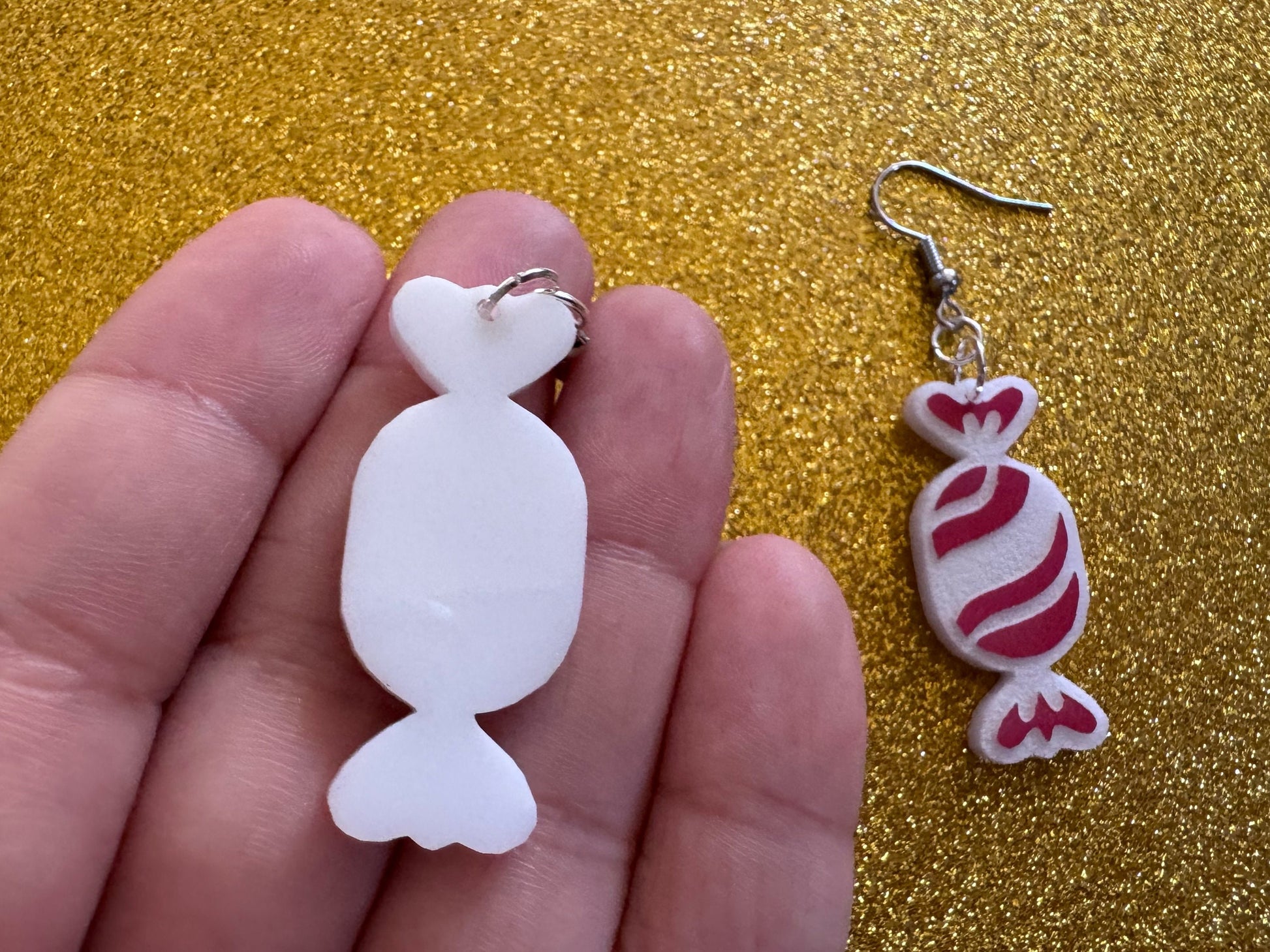 Chrismtas Candy Earrings: Laser Cut Acrylic Earrings, Xmas, X-mas, Winter Holidays, Santa Claus, Presents, Best Gifts for Her/Him/Them