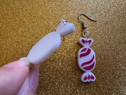 Chrismtas Candy Earrings: Laser Cut Acrylic Earrings, Xmas, X-mas, Winter Holidays, Santa Claus, Presents, Best Gifts for Her/Him/Them
