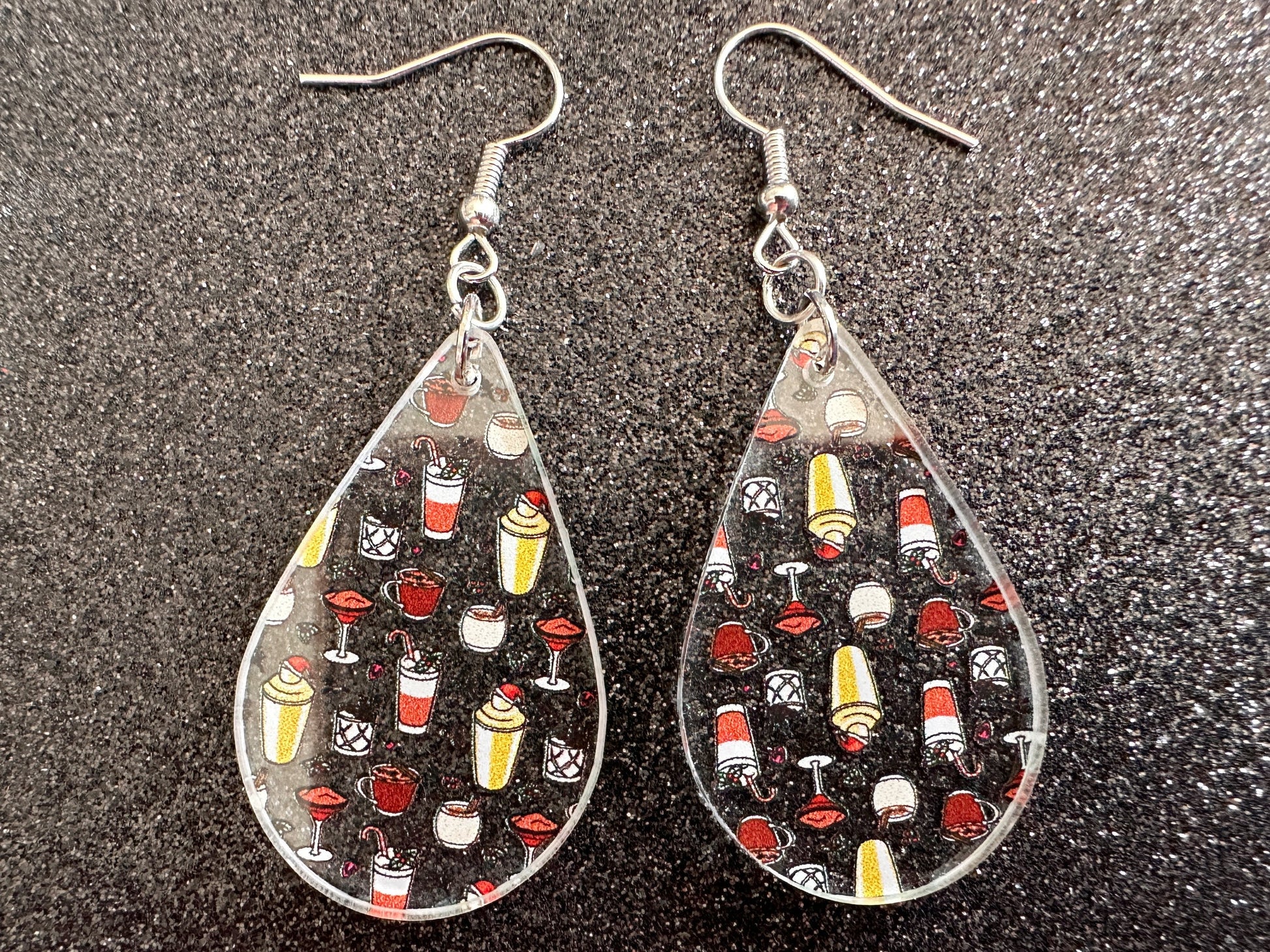 Christmas Cocktail Earrings: Laser Cut Acrylic Earrings, Xmas, Drinks, Alcohol, Party, Cheers, Toast, Merry, Best Gifts for Her/Him/Them
