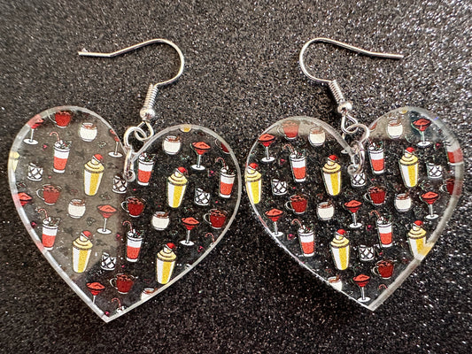 Christmas Cocktail Earrings: Laser Cut Acrylic Earrings, Xmas, Drinks, Alcohol, Party, Cheers, Toast, Merry, Best Gifts for Her/Him/Them