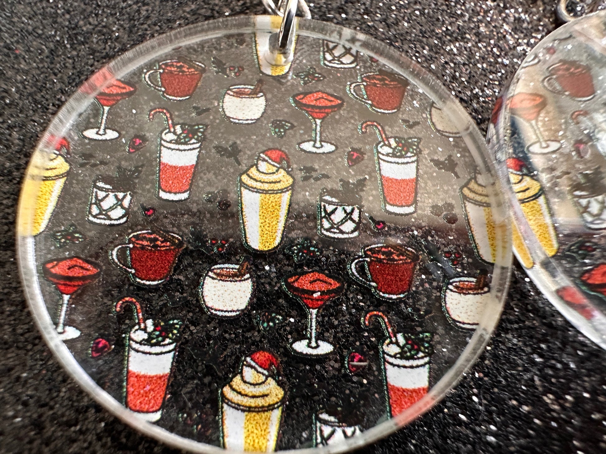 Christmas Cocktail Earrings: Laser Cut Acrylic Earrings, Xmas, Drinks, Alcohol, Party, Cheers, Toast, Merry, Best Gifts for Her/Him/Them