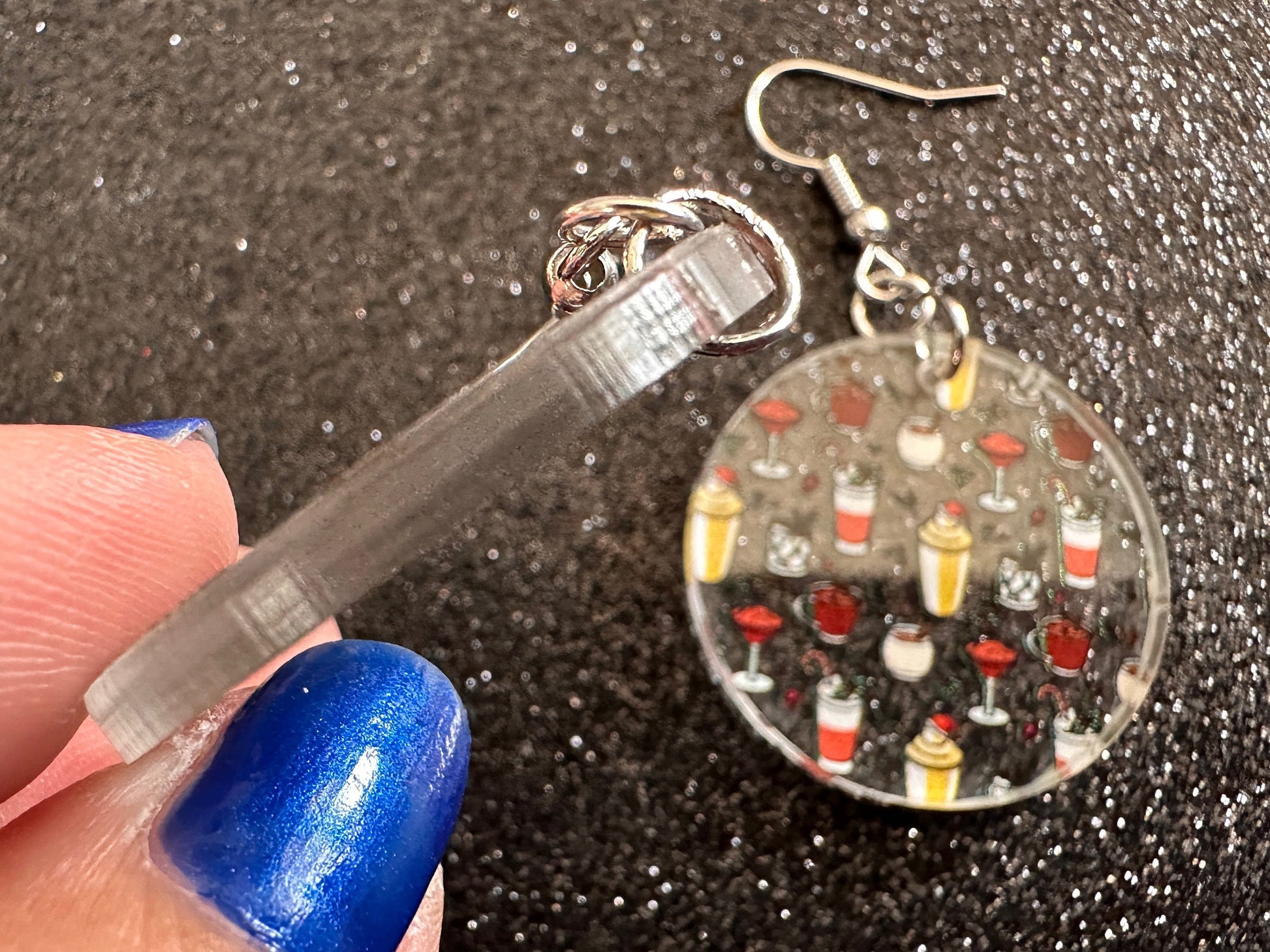 Christmas Cocktail Earrings: Laser Cut Acrylic Earrings, Xmas, Drinks, Alcohol, Party, Cheers, Toast, Merry, Best Gifts for Her/Him/Them