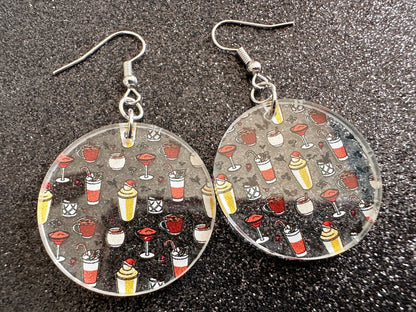 Christmas Cocktail Earrings: Laser Cut Acrylic Earrings, Xmas, Drinks, Alcohol, Party, Cheers, Toast, Merry, Best Gifts for Her/Him/Them
