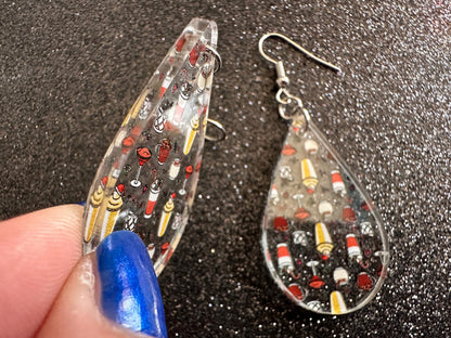 Christmas Cocktail Earrings: Laser Cut Acrylic Earrings, Xmas, Drinks, Alcohol, Party, Cheers, Toast, Merry, Best Gifts for Her/Him/Them
