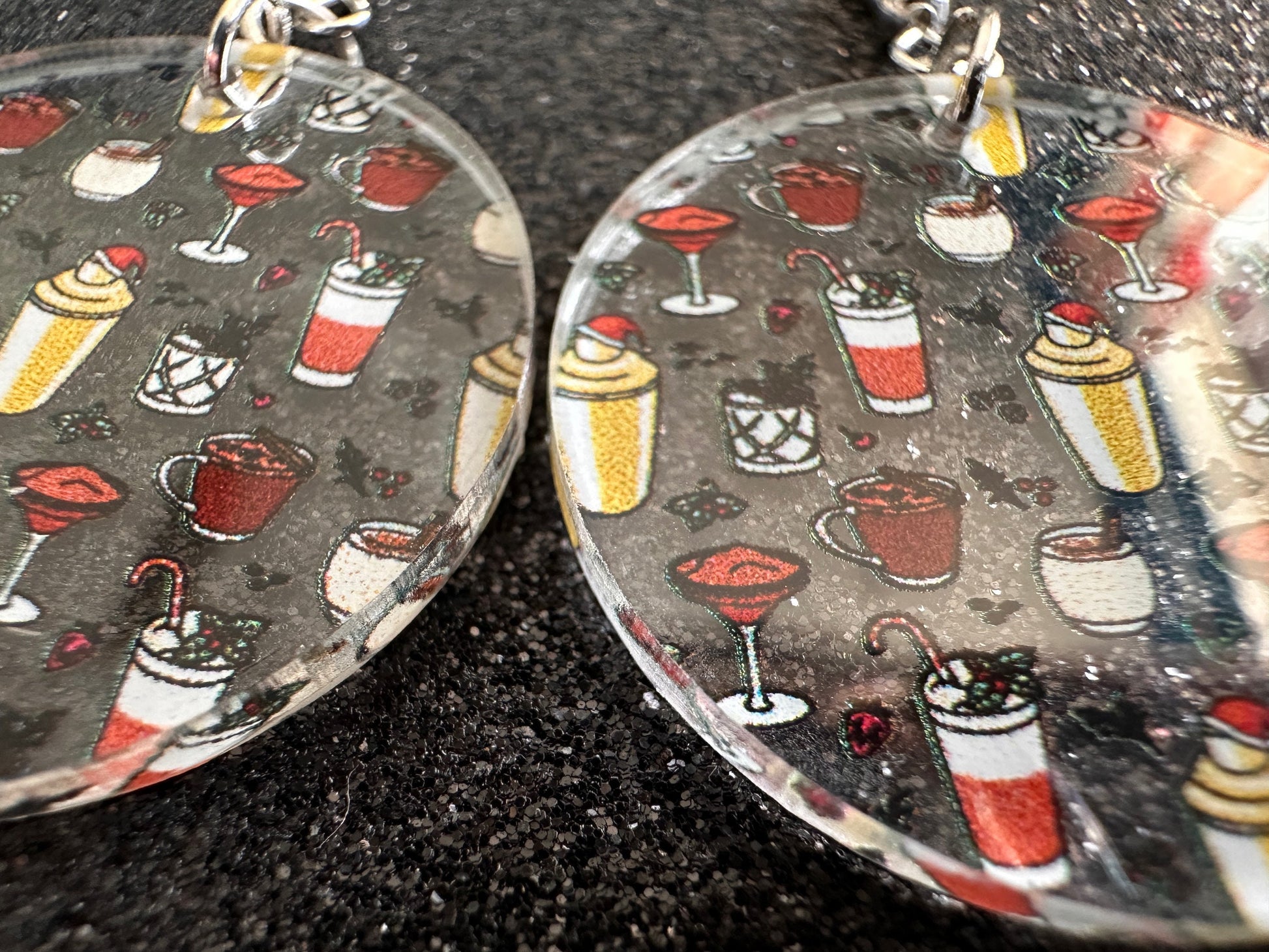 Christmas Cocktail Earrings: Laser Cut Acrylic Earrings, Xmas, Drinks, Alcohol, Party, Cheers, Toast, Merry, Best Gifts for Her/Him/Them