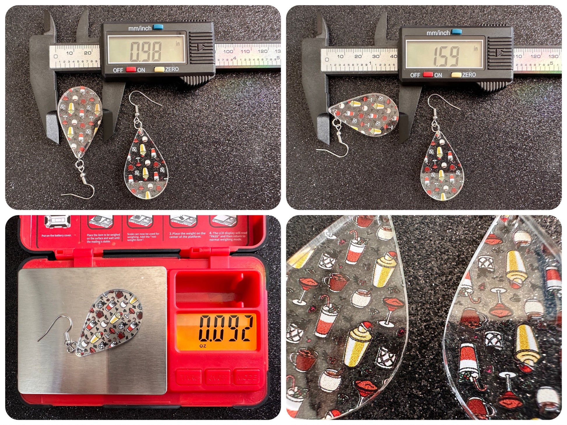 Christmas Cocktail Earrings: Laser Cut Acrylic Earrings, Xmas, Drinks, Alcohol, Party, Cheers, Toast, Merry, Best Gifts for Her/Him/Them