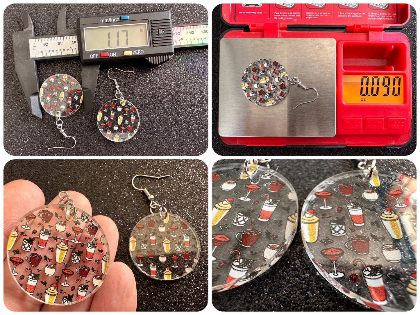Christmas Cocktail Earrings: Laser Cut Acrylic Earrings, Xmas, Drinks, Alcohol, Party, Cheers, Toast, Merry, Best Gifts for Her/Him/Them