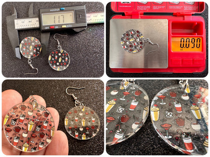 Christmas Cocktail Earrings: Laser Cut Acrylic Earrings, Xmas, Drinks, Alcohol, Party, Cheers, Toast, Merry, Best Gifts for Her/Him/Them