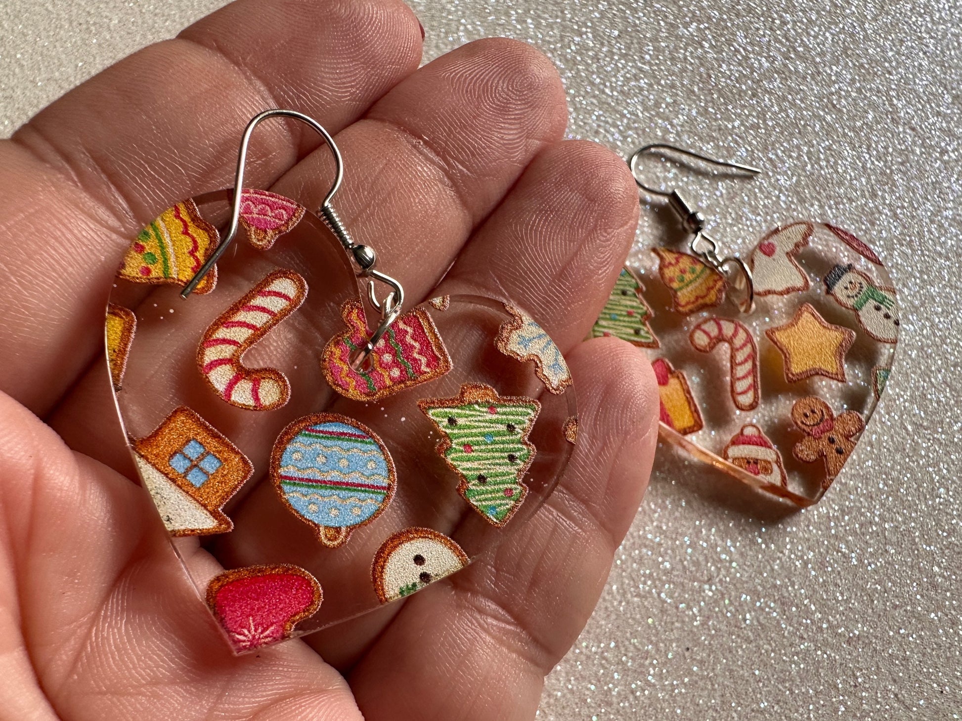Christmas Cookie Earrings: Laser Cut Acrylic Cookies, Xmas, X-mas, Christmas Cookies, Hearts, Love Christmas, Best Gifts for Her/Him/Them