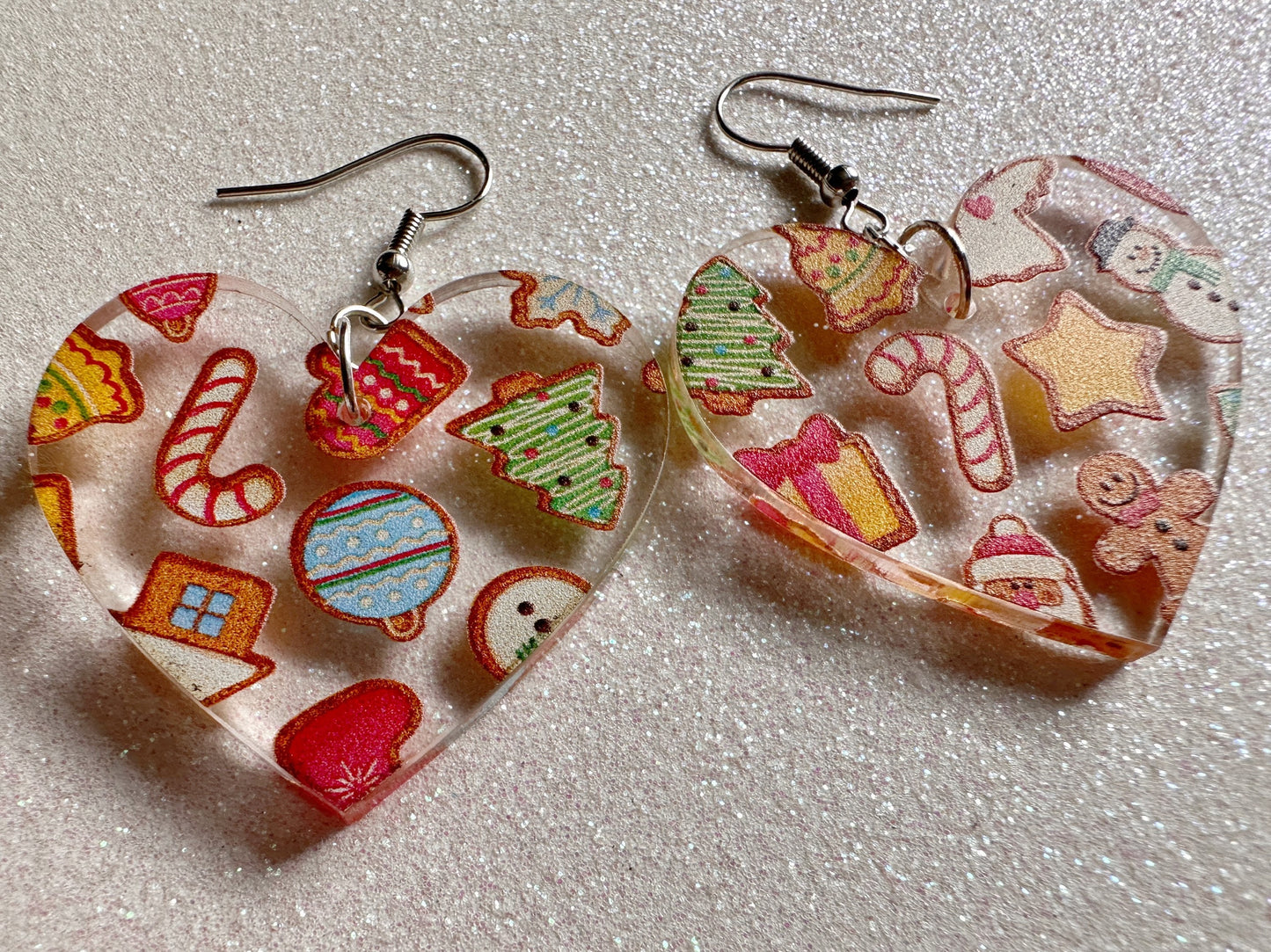 Christmas Cookie Earrings: Laser Cut Acrylic Cookies, Xmas, X-mas, Christmas Cookies, Hearts, Love Christmas, Best Gifts for Her/Him/Them