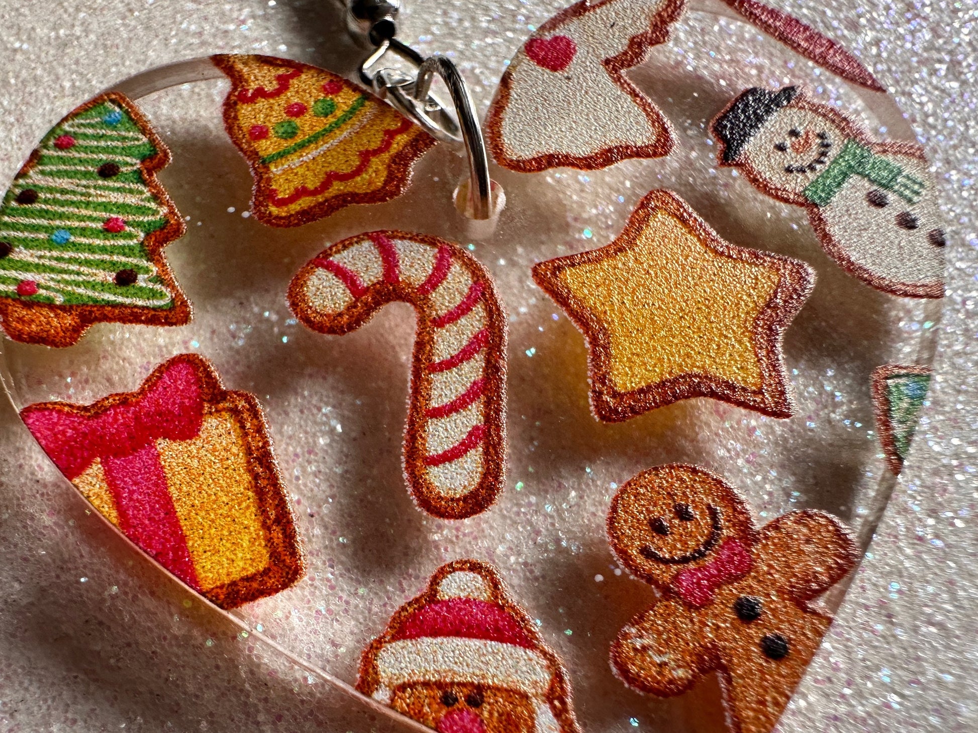 Christmas Cookie Earrings: Laser Cut Acrylic Cookies, Xmas, X-mas, Christmas Cookies, Hearts, Love Christmas, Best Gifts for Her/Him/Them