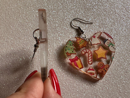 Christmas Cookie Earrings: Laser Cut Acrylic Cookies, Xmas, X-mas, Christmas Cookies, Hearts, Love Christmas, Best Gifts for Her/Him/Them