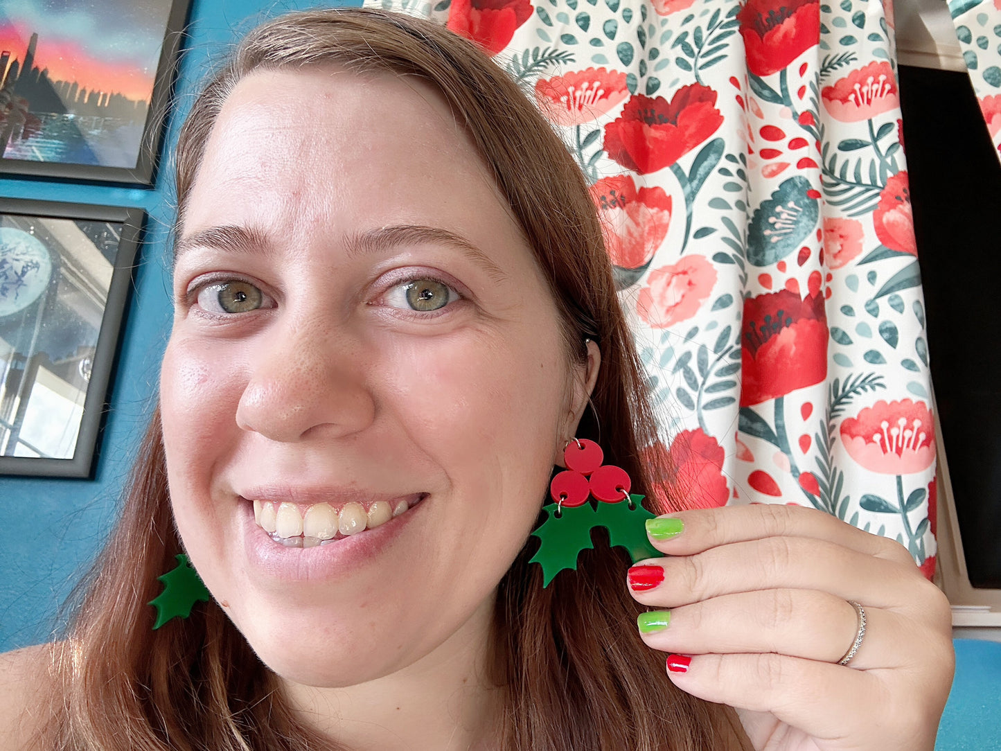 Christmas Earrings: Laser Cut Acrylic Holly, Holidays, Holiday, Xmas, Mistletoe, Ilex, Christmas Present, Gifts for Her/Him/Them