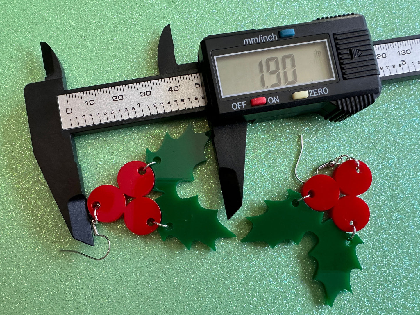 Christmas Earrings: Laser Cut Acrylic Holly, Holidays, Holiday, Xmas, Mistletoe, Ilex, Christmas Present, Gifts for Her/Him/Them