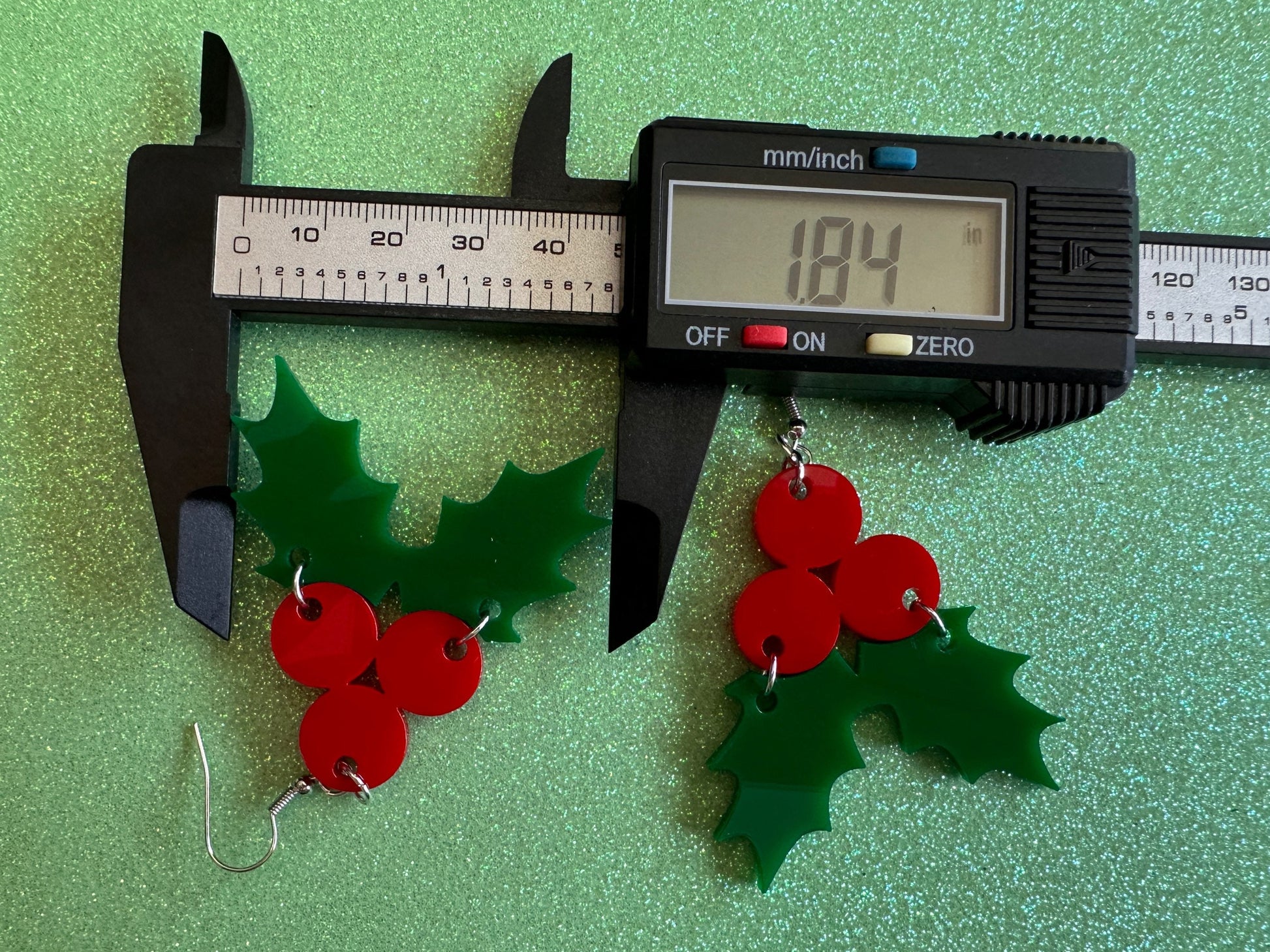 Christmas Earrings: Laser Cut Acrylic Holly, Holidays, Holiday, Xmas, Mistletoe, Ilex, Christmas Present, Gifts for Her/Him/Them