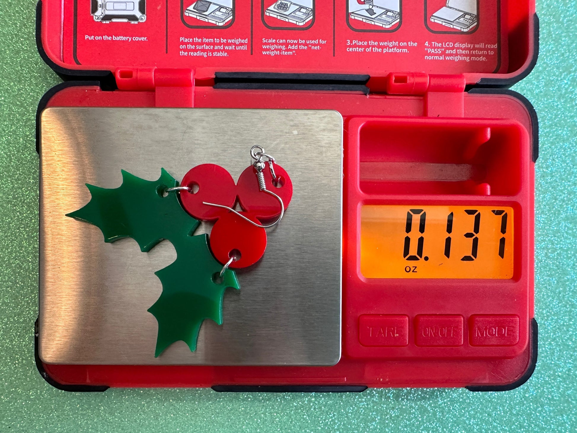 Christmas Earrings: Laser Cut Acrylic Holly, Holidays, Holiday, Xmas, Mistletoe, Ilex, Christmas Present, Gifts for Her/Him/Them
