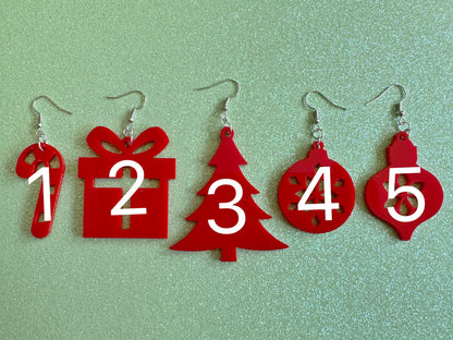 Christmas Earrings: Laser Cut Acrylic Xmas Earrings, Christmas Tree, Ornaments, Candy Cane, Present, Gifts for Her/Him/Them