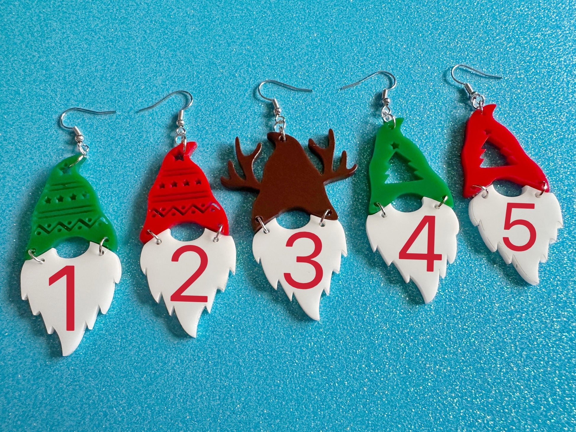 Christmas Gnome Earrings: Laser Cut Acrylic Christmas Earrings, Xmas, Santa, Reindeer, Christmas Tree, Winter Hat, Gifts for Her/Him/Them