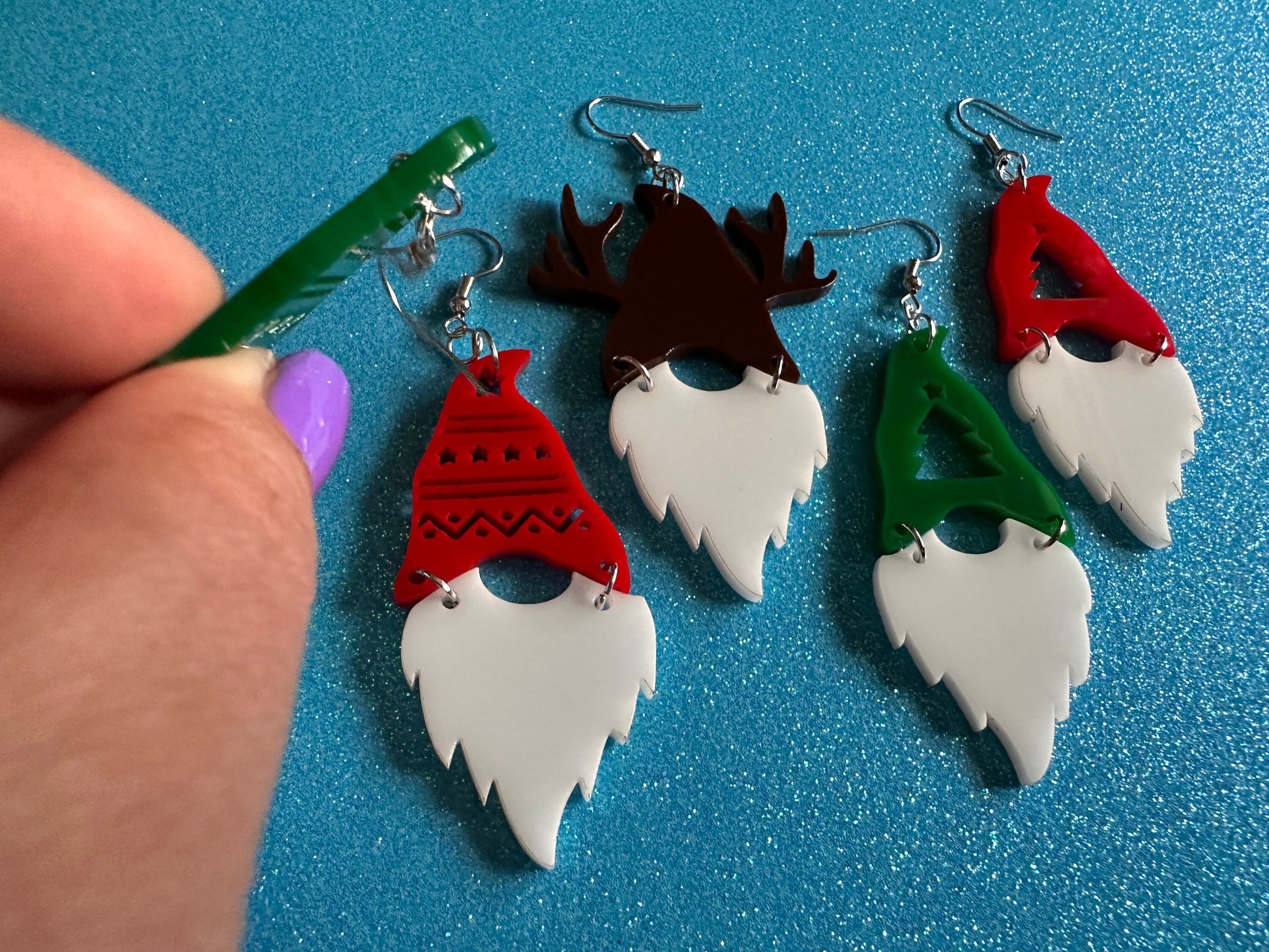 Christmas Gnome Earrings: Laser Cut Acrylic Christmas Earrings, Xmas, Santa, Reindeer, Christmas Tree, Winter Hat, Gifts for Her/Him/Them