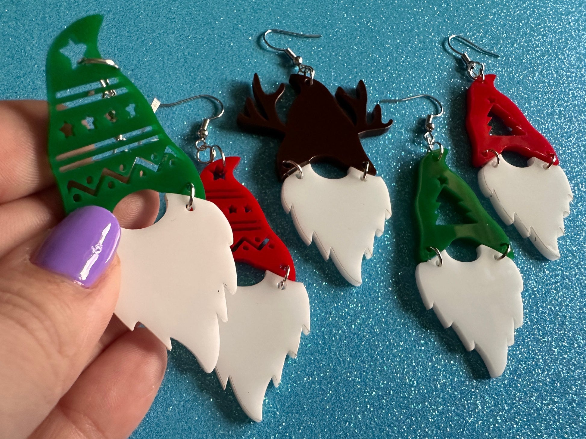 Christmas Gnome Earrings: Laser Cut Acrylic Christmas Earrings, Xmas, Santa, Reindeer, Christmas Tree, Winter Hat, Gifts for Her/Him/Them
