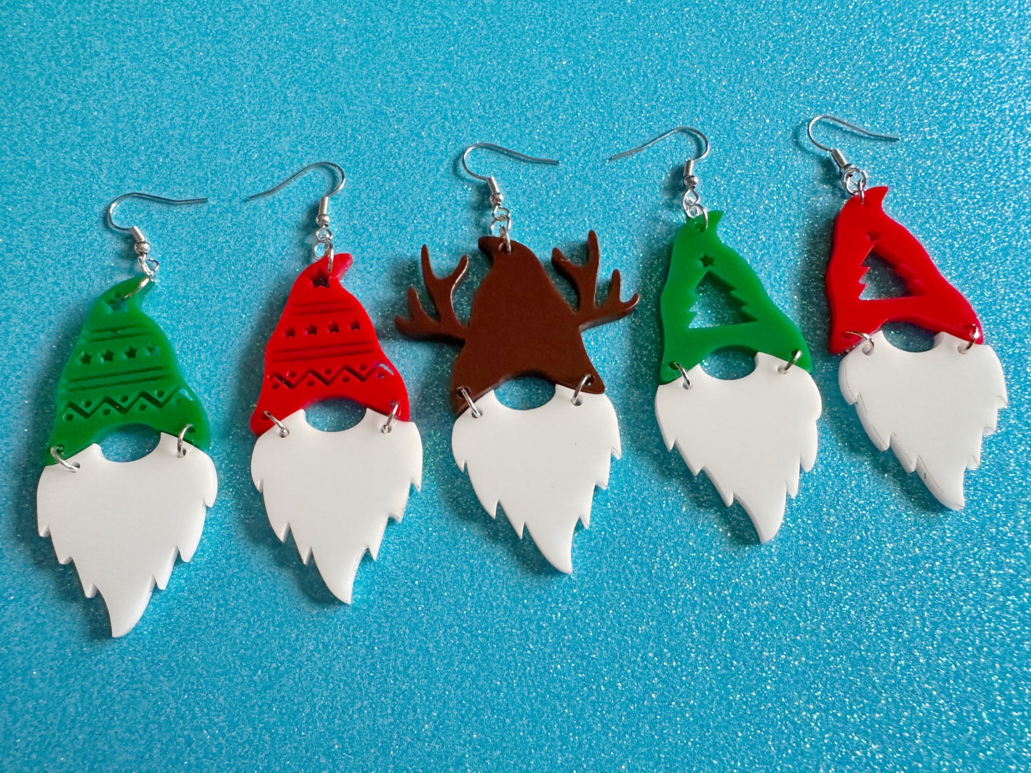 Christmas Gnome Earrings: Laser Cut Acrylic Christmas Earrings, Xmas, Santa, Reindeer, Christmas Tree, Winter Hat, Gifts for Her/Him/Them