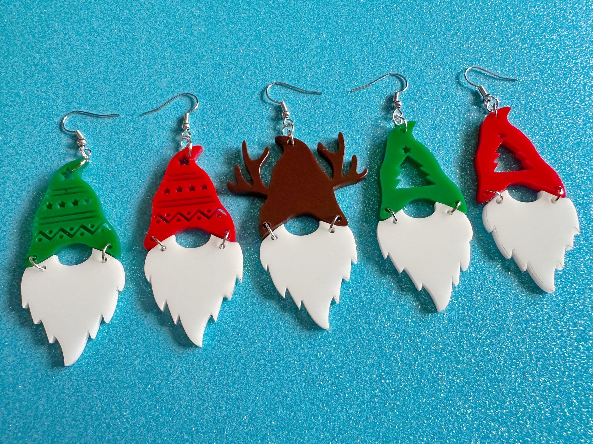 Christmas Gnome Earrings: Laser Cut Acrylic Christmas Earrings, Xmas, Santa, Reindeer, Christmas Tree, Winter Hat, Gifts for Her/Him/Them