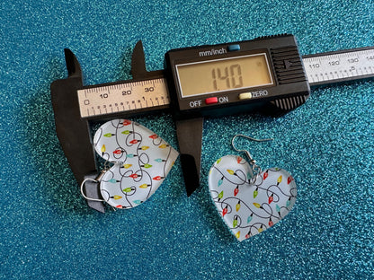 Christmas Light Earrings: Laser Cut Acrylic Christmas Bulbs, Hearts, Lights, Winter, Festive, Xmas, Holidays, Best Gifts for Her/Him/Them