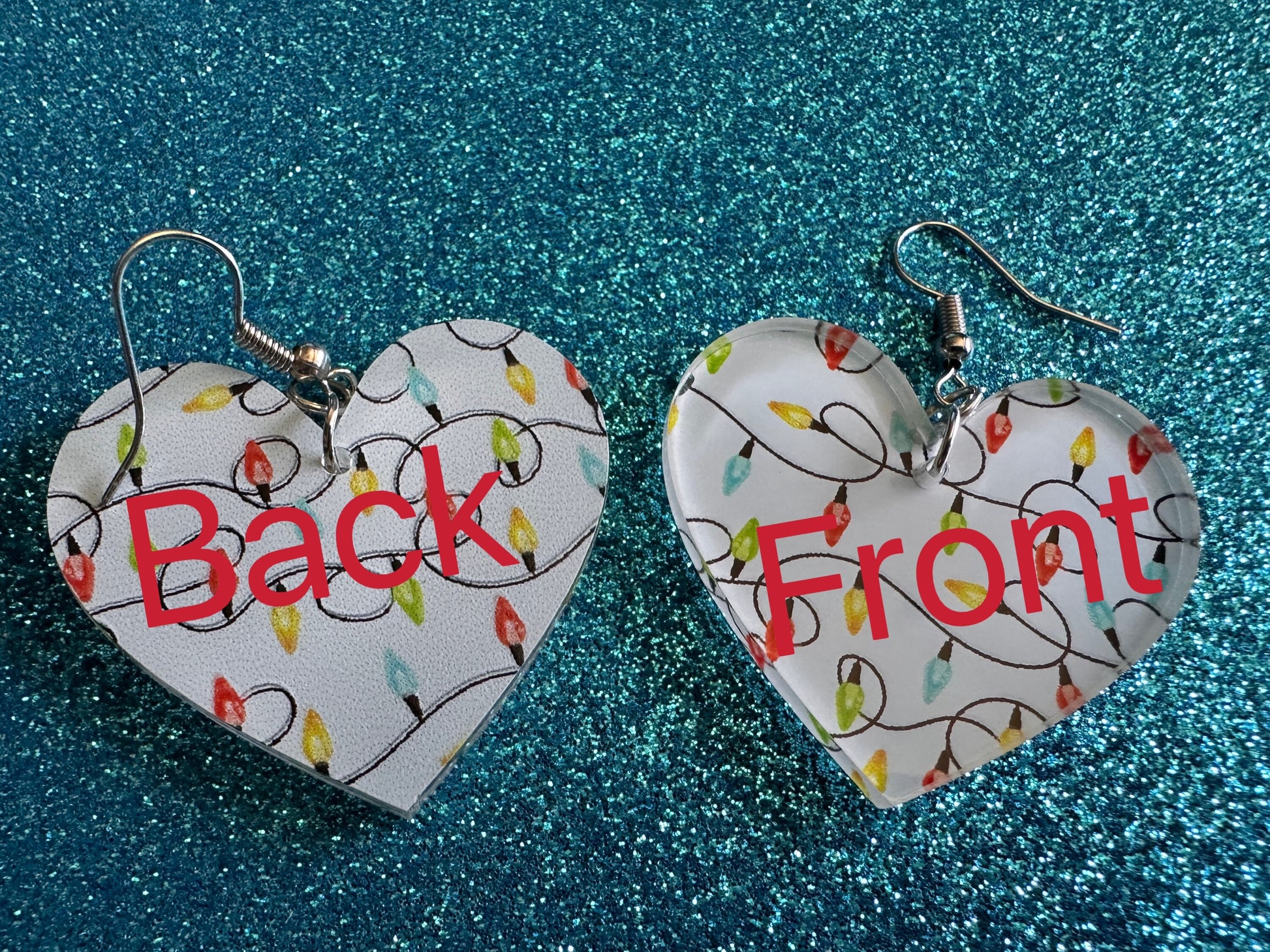 Christmas Light Earrings: Laser Cut Acrylic Christmas Bulbs, Hearts, Lights, Winter, Festive, Xmas, Holidays, Best Gifts for Her/Him/Them