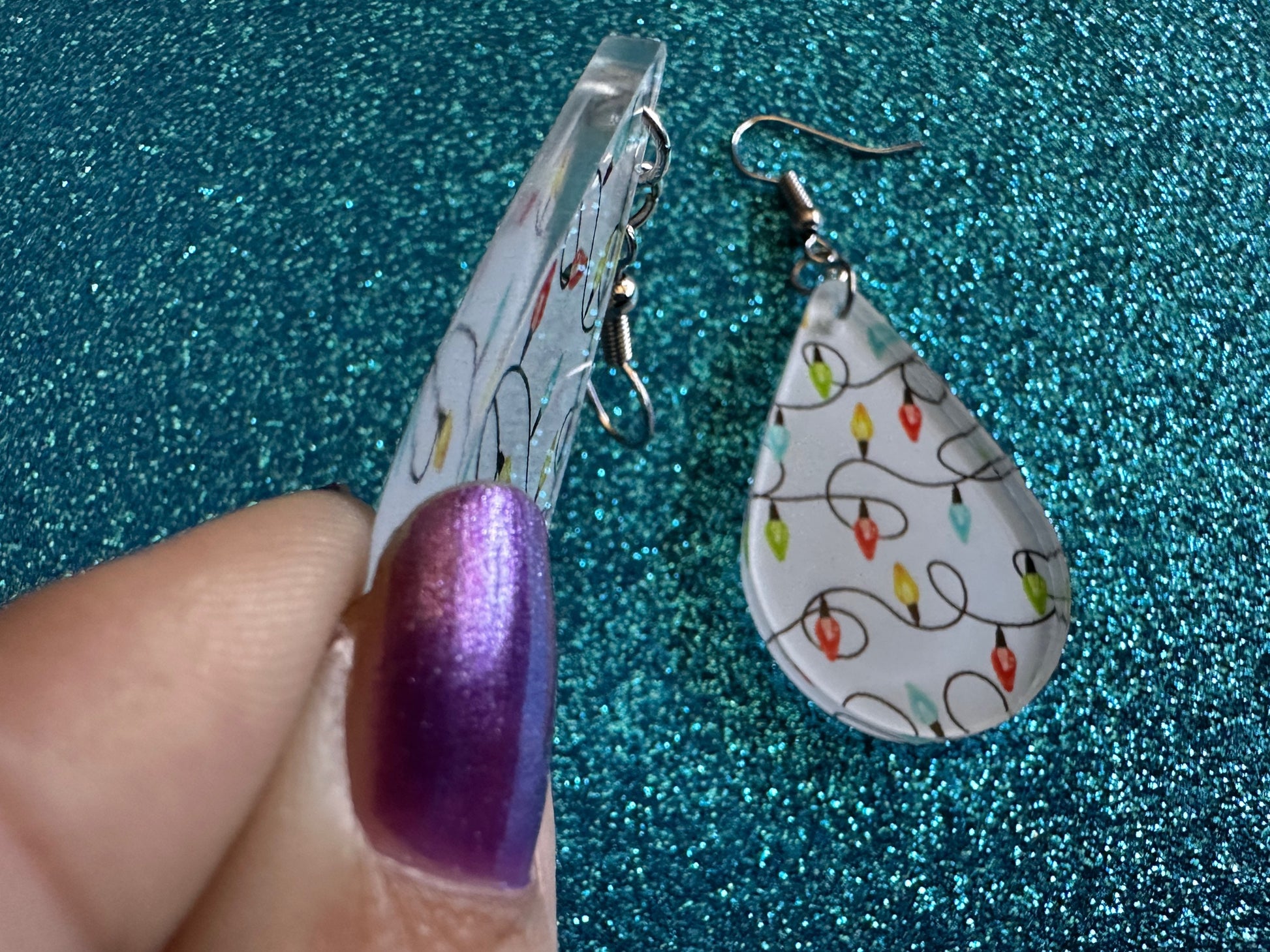 Christmas Light Earrings: Laser Cut Acrylic Christmas Bulbs, Lights, Festive, Xmas, Green Earrings, Holidays, Best Gifts for Her/Him/Them