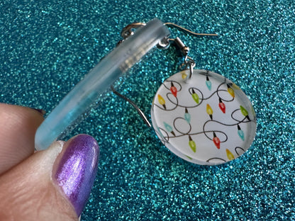 Christmas Light Earrings: Laser Cut Acrylic Christmas Bulbs, Lights, Festive, Xmas, Green Earrings, Holidays, Bet Gifts for Her/Him/Them