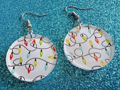 Christmas Light Earrings: Laser Cut Acrylic Christmas Bulbs, Lights, Festive, Xmas, Green Earrings, Holidays, Bet Gifts for Her/Him/Them
