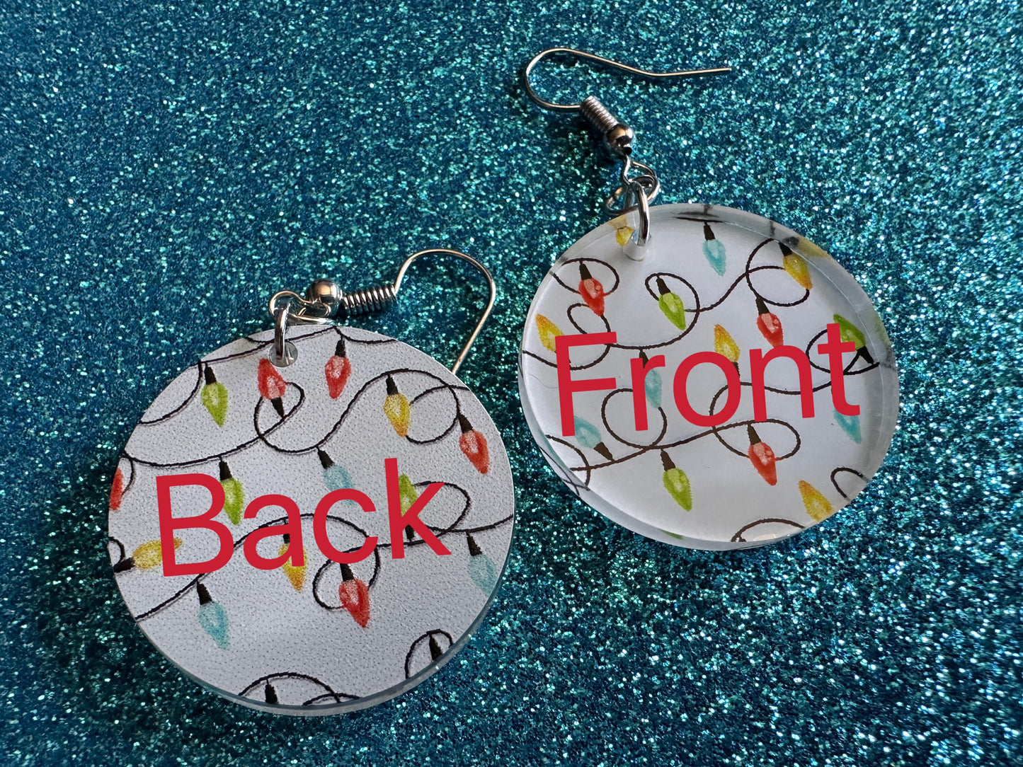 Christmas Light Earrings: Laser Cut Acrylic Christmas Bulbs, Lights, Festive, Xmas, Green Earrings, Holidays, Bet Gifts for Her/Him/Them