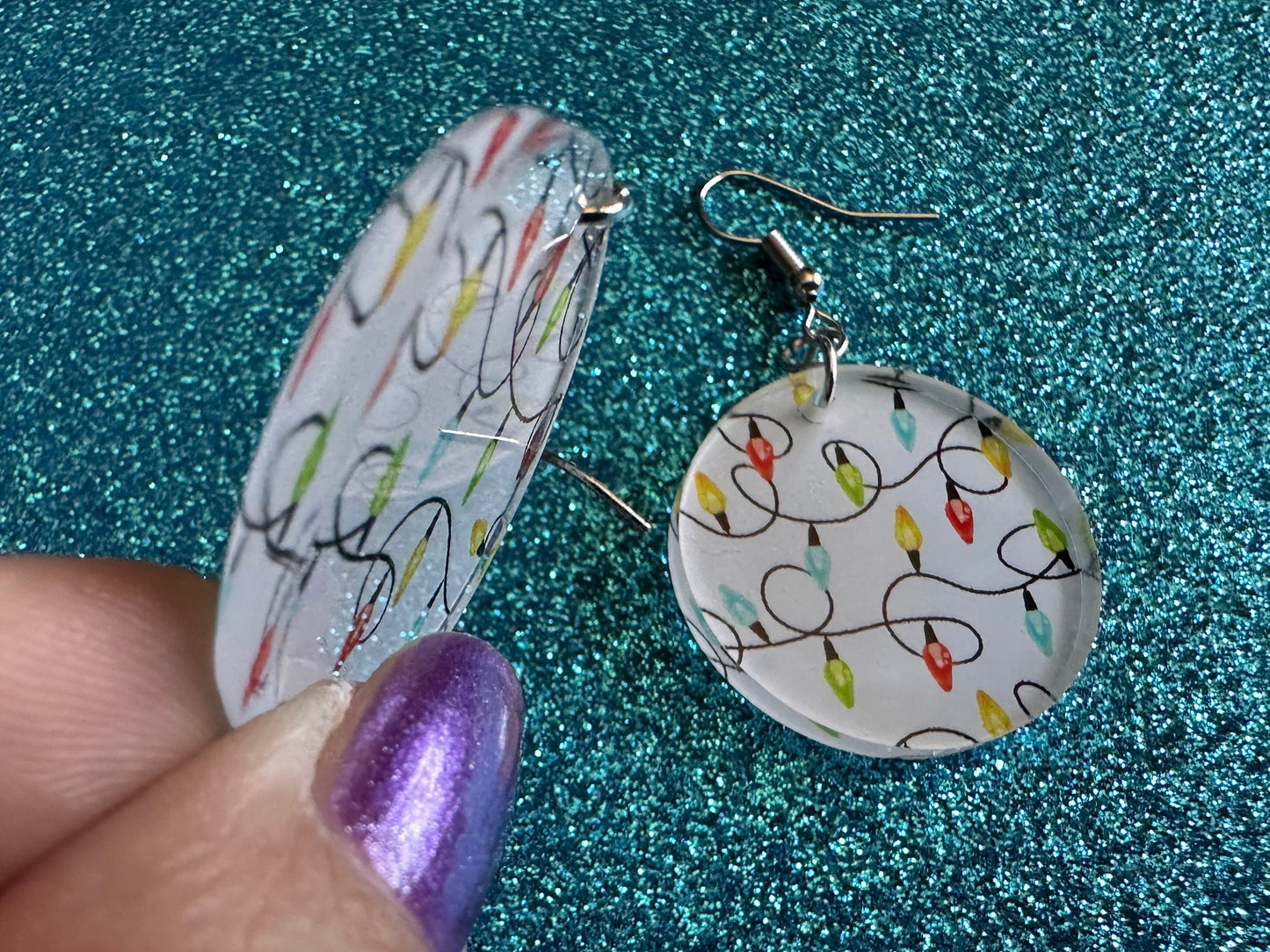 Christmas Light Earrings: Laser Cut Acrylic Christmas Bulbs, Lights, Festive, Xmas, Green Earrings, Holidays, Bet Gifts for Her/Him/Them