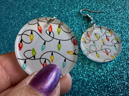 Christmas Light Earrings: Laser Cut Acrylic Christmas Bulbs, Lights, Festive, Xmas, Green Earrings, Holidays, Bet Gifts for Her/Him/Them