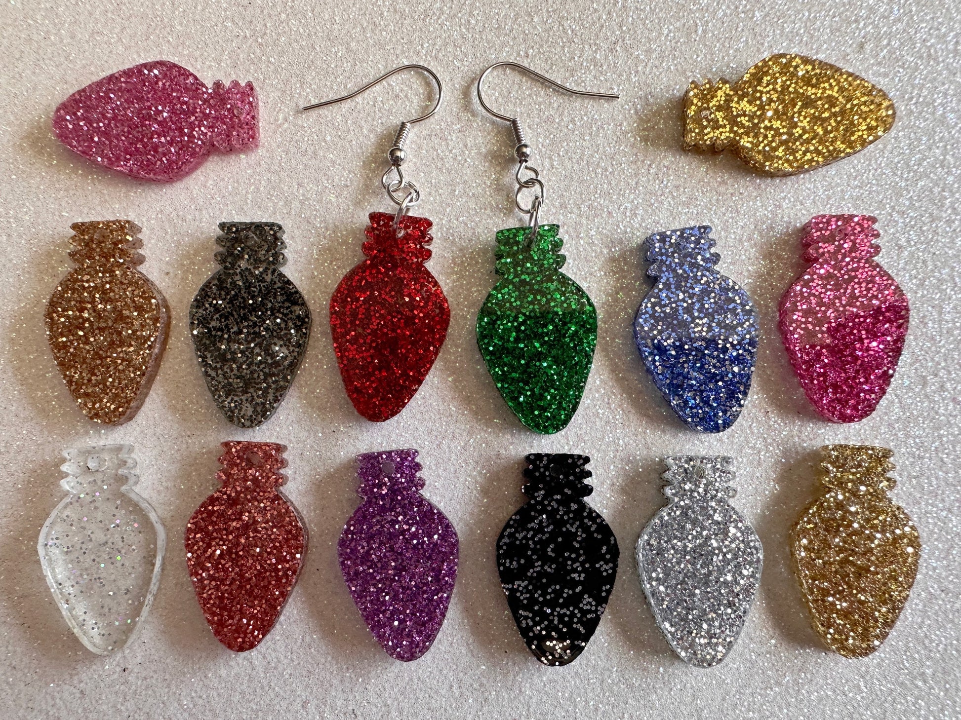 Christmas Light Earrings: Laser Cut Acrylic Christmas Bulbs, Lights, Winter, Festive, Xmas, Green Earrings, Holidays, Gifts for Her/Him/Them