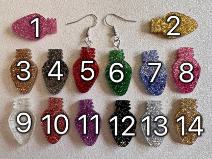 Christmas Light Earrings: Laser Cut Acrylic Christmas Bulbs, Lights, Winter, Festive, Xmas, Green Earrings, Holidays, Gifts for Her/Him/Them