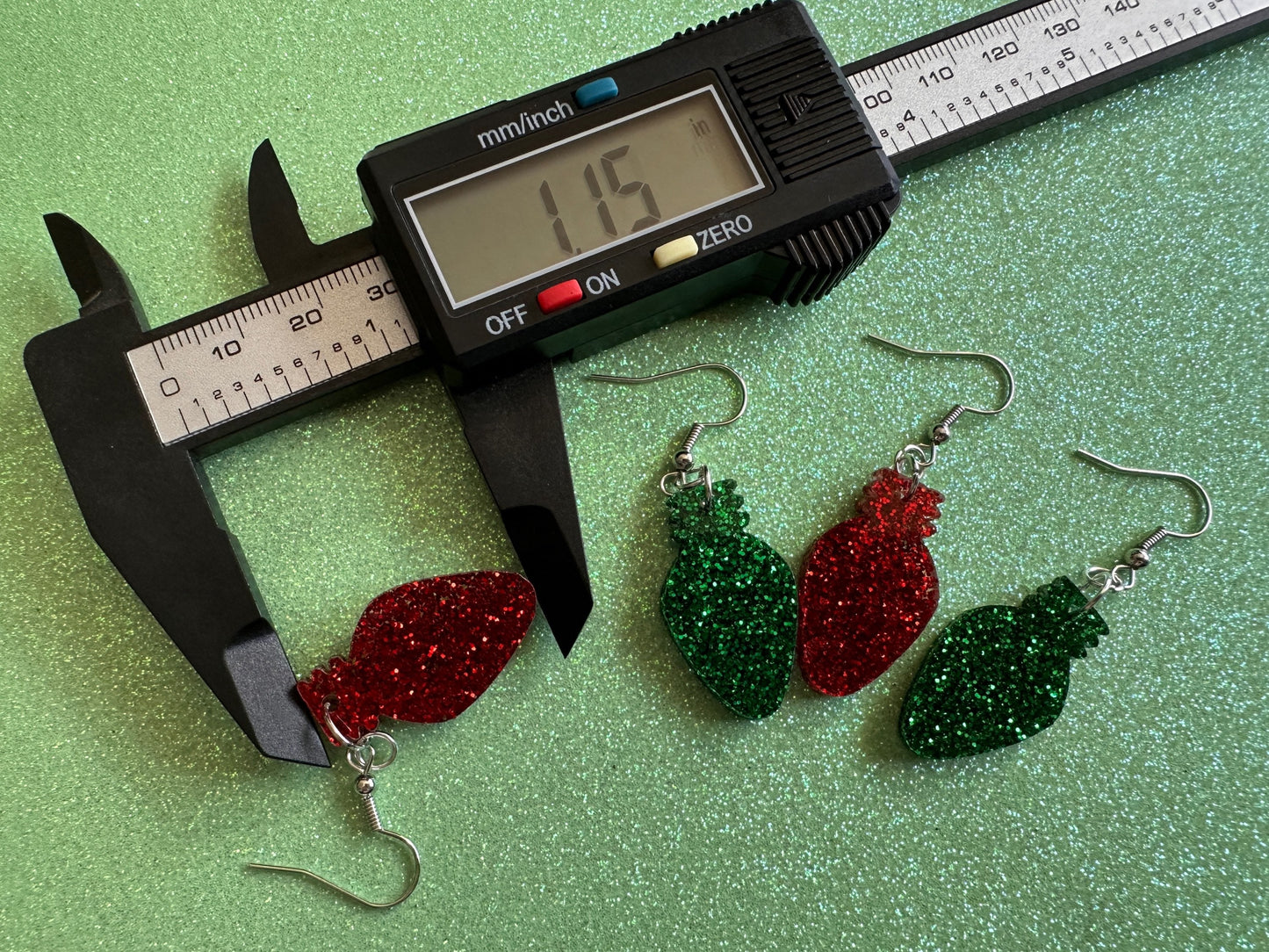 Christmas Light Earrings: Laser Cut Acrylic Christmas Bulbs, Lights, Winter, Festive, Xmas, Green Earrings, Holidays, Gifts for Her/Him/Them