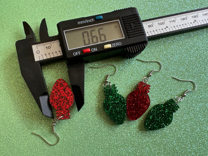 Christmas Light Earrings: Laser Cut Acrylic Christmas Bulbs, Lights, Winter, Festive, Xmas, Green Earrings, Holidays, Gifts for Her/Him/Them