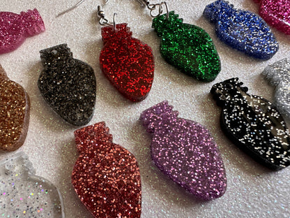 Christmas Light Earrings: Laser Cut Acrylic Christmas Bulbs, Lights, Winter, Festive, Xmas, Green Earrings, Holidays, Gifts for Her/Him/Them