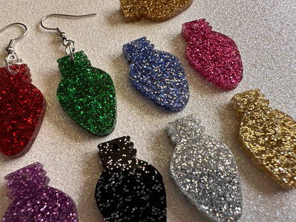 Christmas Light Earrings: Laser Cut Acrylic Christmas Bulbs, Lights, Winter, Festive, Xmas, Green Earrings, Holidays, Gifts for Her/Him/Them