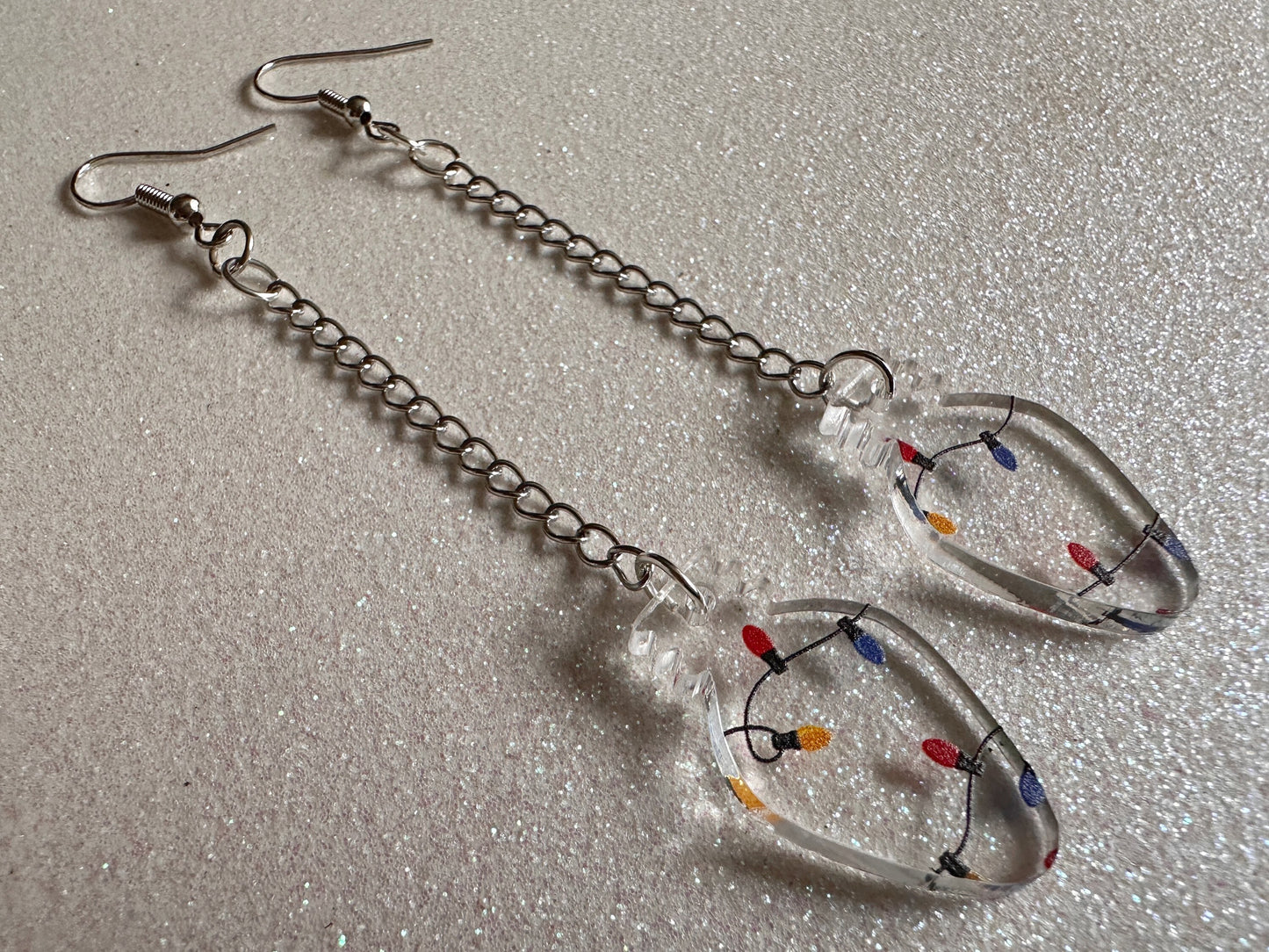 Christmas Light Earrings: Laser Cut Acrylic Christmas Fairy Lights, X-mas, Winter, Festive, Xmas, Holidays, Best Gifts for Her/Him/Them