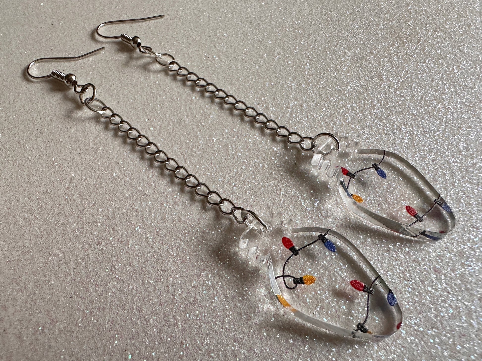 Christmas Light Earrings: Laser Cut Acrylic Christmas Fairy Lights, X-mas, Winter, Festive, Xmas, Holidays, Best Gifts for Her/Him/Them
